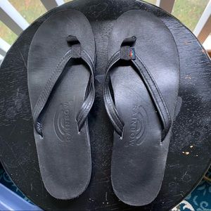 Leather Rainbow flip flops